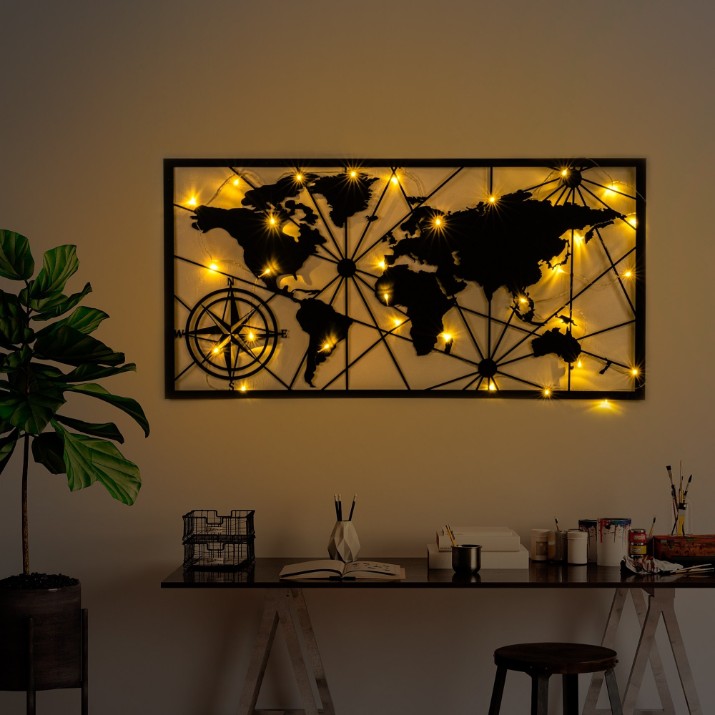 Декоративное панно Wallity World Map Led 452