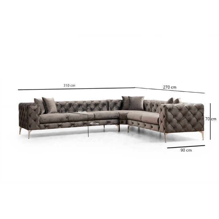 Canapea de colț Atelier Del Sofa Como Right Anthracite