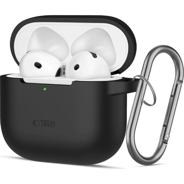 Husă pentru căști Tech-Protect Silicone Hook Apple Airpods 4 Black