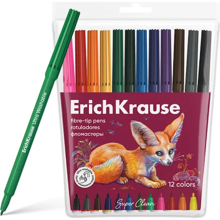 Set carioci Erich Krause Safari Ultra Washable 12pcs (61836)