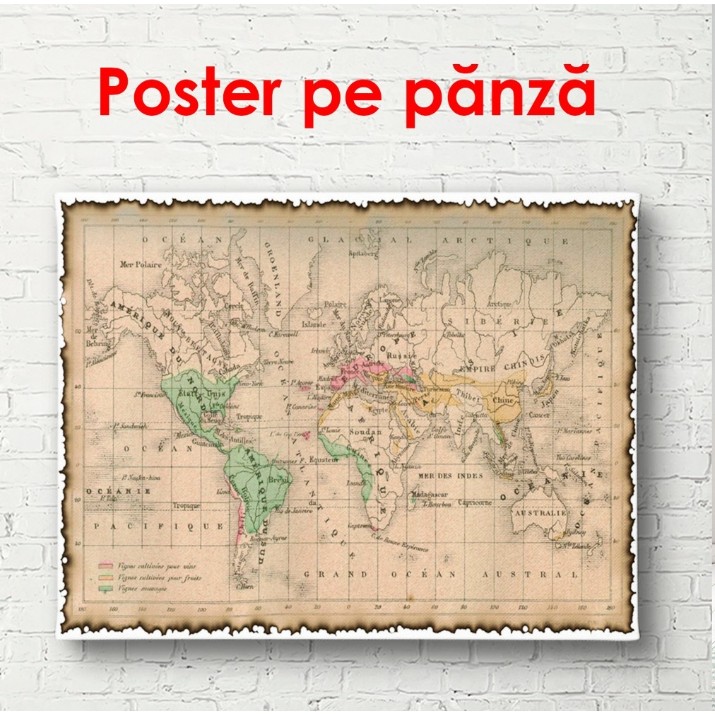 Pictură ArtShop Old-style World Map 45x30cm (PCM75-XL-PL)