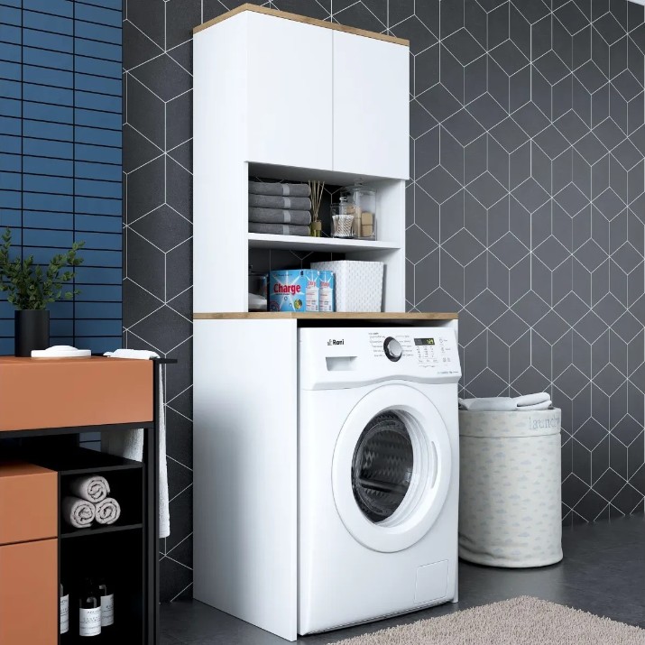 Dulap pentru masina de spalat Trendy KD101 1950 Walnut/White 183.6x65x60cm GTR005304