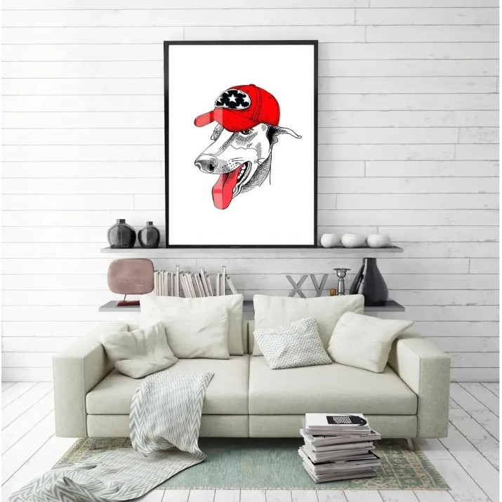 Pictură ArtShop White Dog with Red Cap 50x75cm (PM35-M)