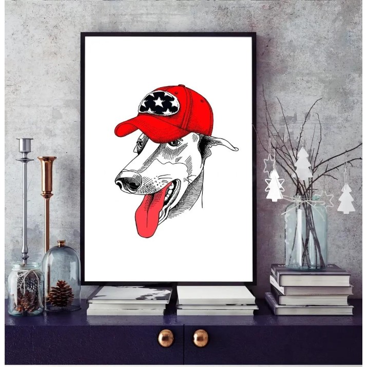 Картина ArtShop White Dog with Red Cap 40x60cm (PM35-L-L)