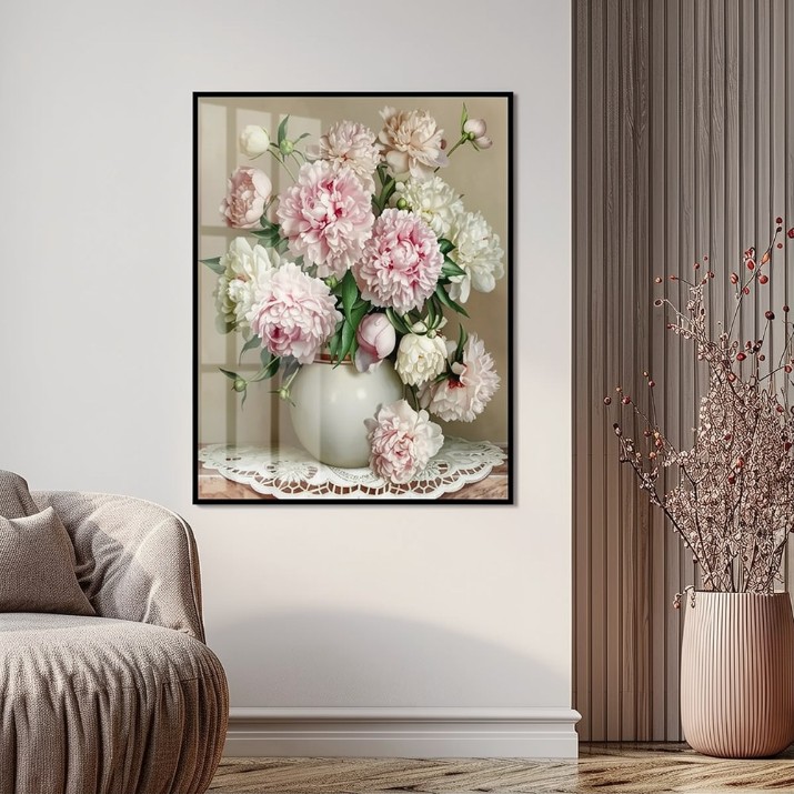 Pictură ArtShop White Vase with Pink Peonies 50x75cm (PNAT28-M)
