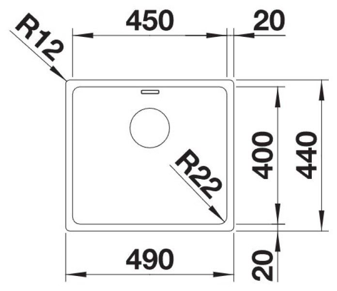 Chiuvetă de bucătărie Blanco Andano 450-U (522963)