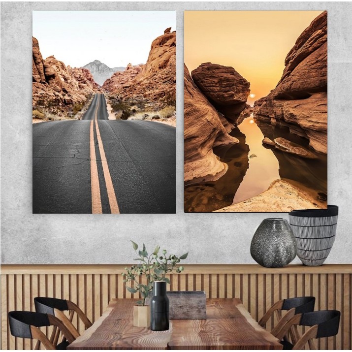 Pictură ArtShop Road and Sunset Diptych 30x45cm (SET277)