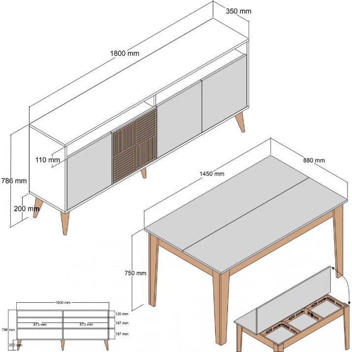 Set de mobilier pentru living Trendy Milan 522 Walnut/White GTR001294