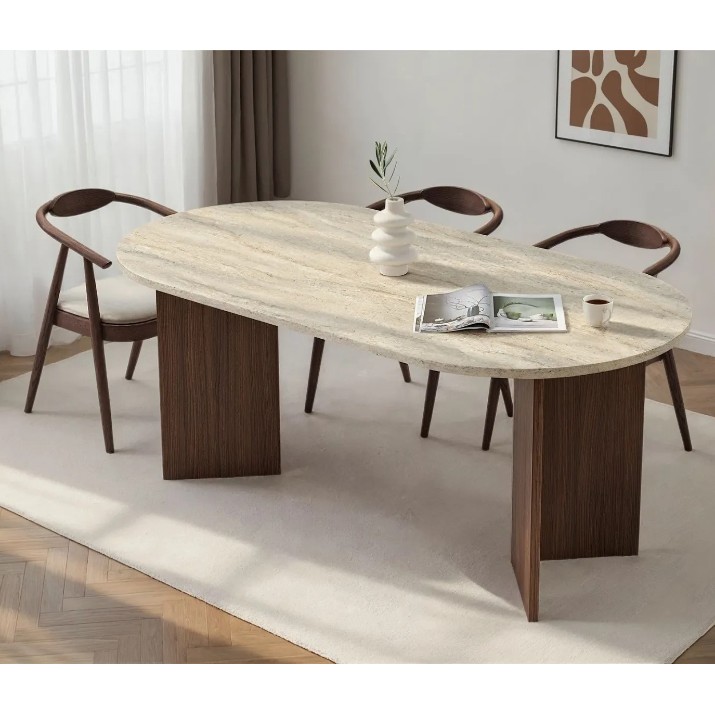 Обеденный стол Trendy Sablin Travertine/Milano Walnut 180x75x90cm (GTR008049)
