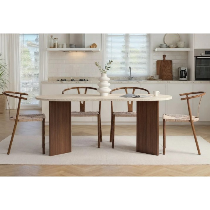 Обеденный стол Trendy Sablin Travertine/Milano Walnut 180x75x90cm (GTR008049)