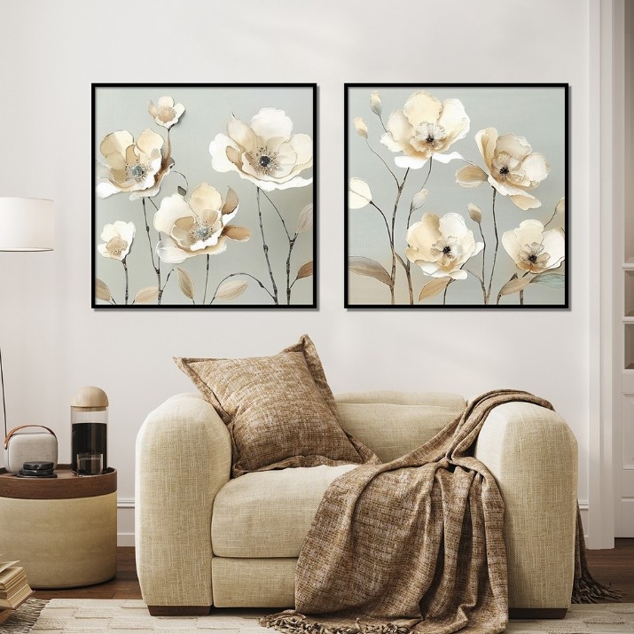 Картина ArtShop Beige Flowers Diptych 40x40cm (SET501-L)