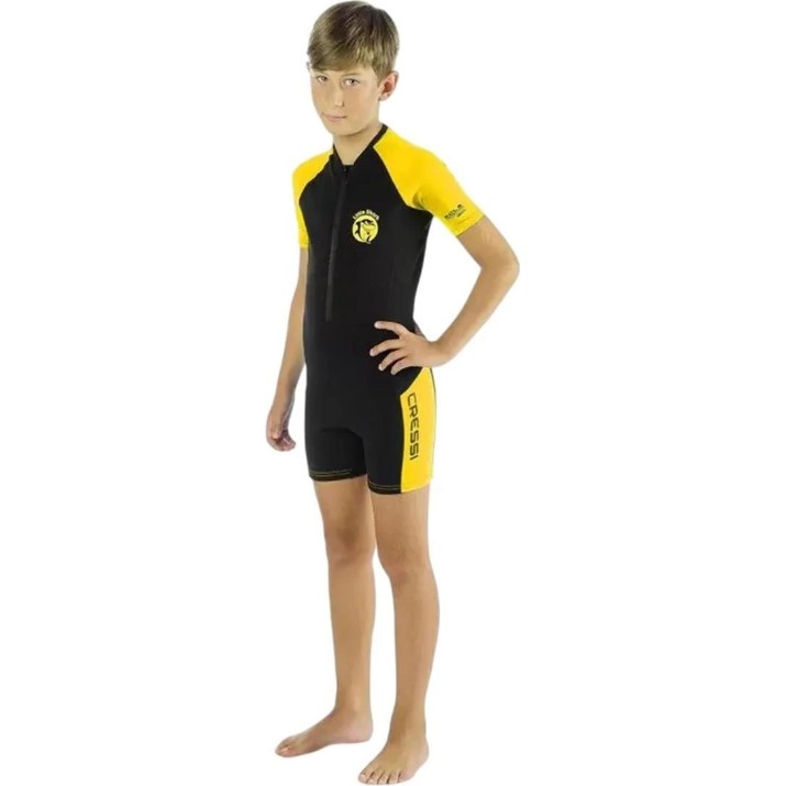 Costum neopren Cressi Little Shark Jr Shorty Wetsuit S/L 2mm Black/Yellow Y 9/10 (XDG003206)