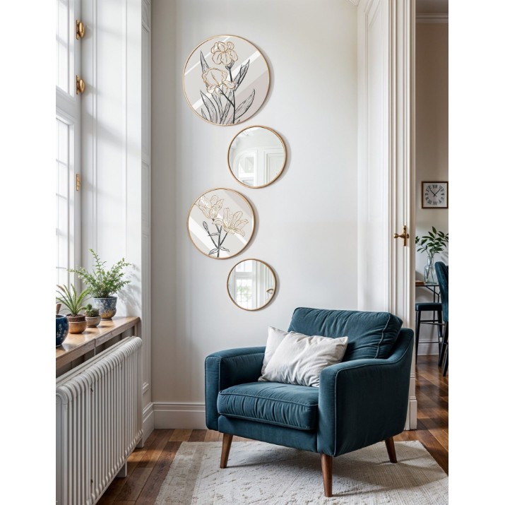 Panou decorativ Wallity Roundmirrorset 0004