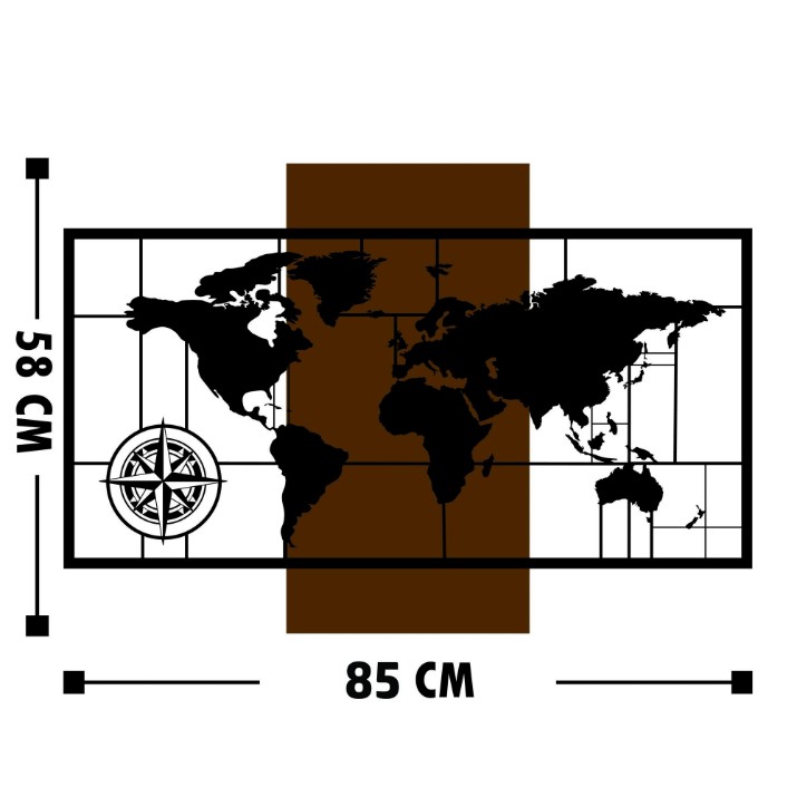Panou decorativ Wallity World Map With Compass