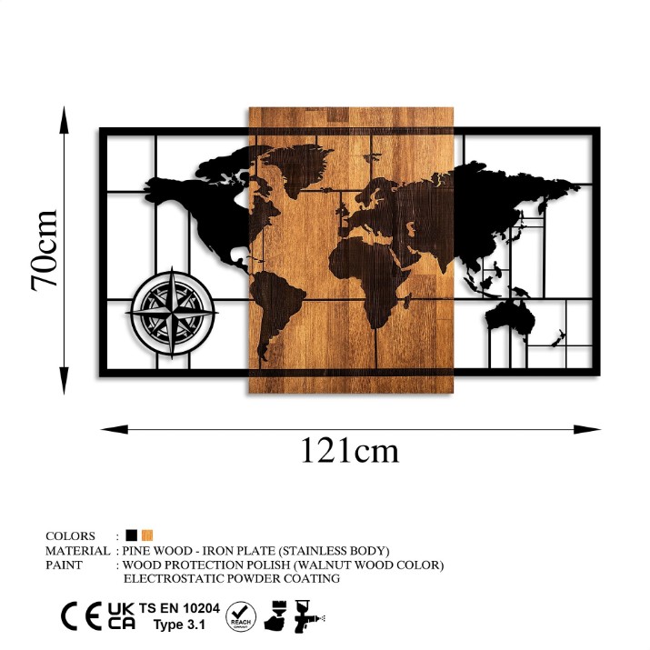 Panou decorativ Wallity World Map 1-L