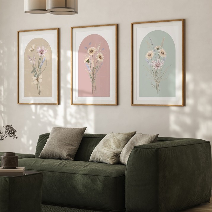 Pictură ArtShop Flowers Painted in Watercolor Triptych 40x60cm (SET514-M-L)
