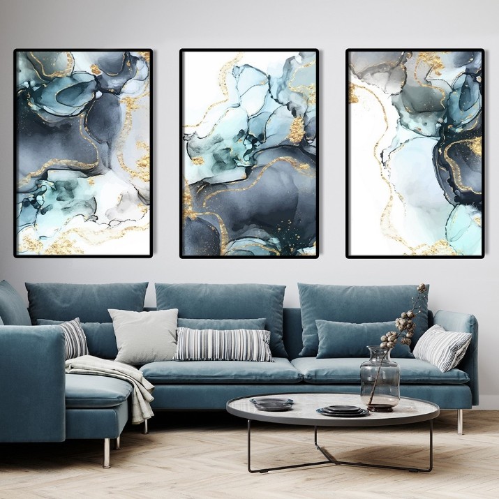Картина ArtShop Fluid Art in Blue Shades Triptych 30x45cm (SET356-L)