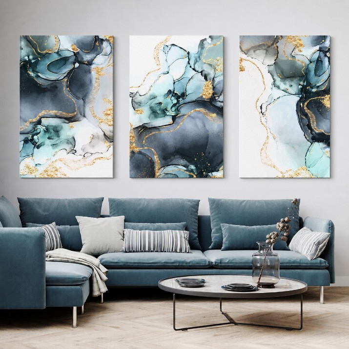 Картина ArtShop Fluid Art in Blue Shades Triptych 40x60cm (SET356-XL)