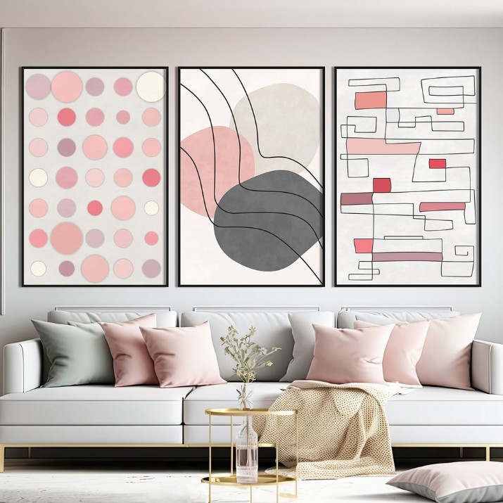 Картина ArtShop Geometry in Pink Gray Colors Triptych 40x60cm (SET568-M-PL)
