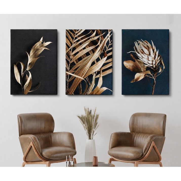 Pictură ArtShop Golden Leaves Triptych 30x45cm (SET332)