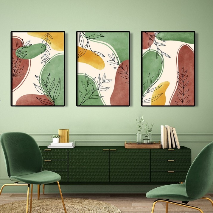 Картина ArtShop Leaves on Multicolored Background Triptych 40x60cm (SET362-M-PL)
