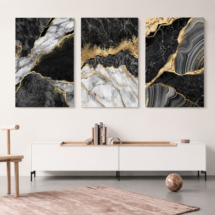 Картина ArtShop Marble with Gold Elements Triptych 30x45cm (SET263)