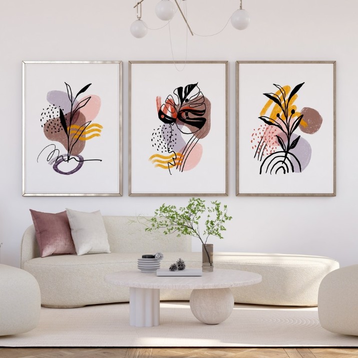 Pictură ArtShop Minimalist Leaves Triptych 60x90cm (SET375-LL-L)