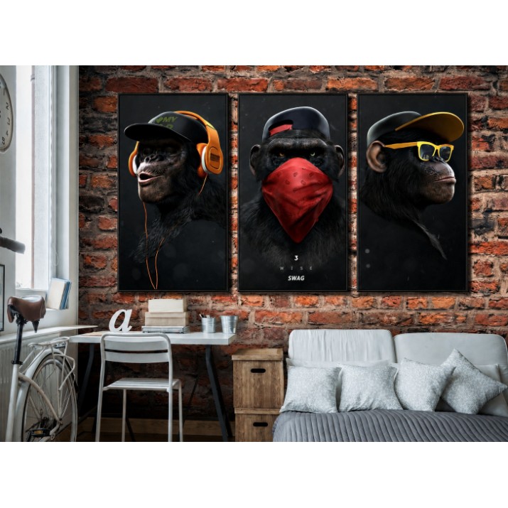 Pictură ArtShop Modern Monkeys Triptych 40x80cm (SET171-L-L)
