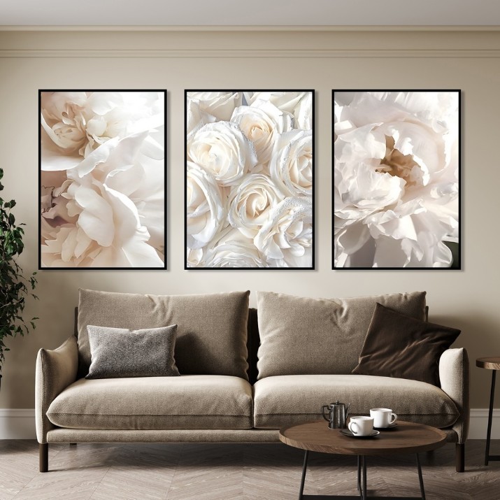 Pictură ArtShop White Flowers Triptych 60x90cm (SET450-LL-L)