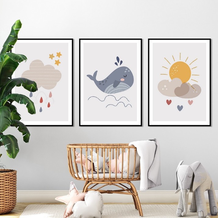 Pictură ArtShop Fish, Sun & Cloud 60x90cm (SET423-LL-L)