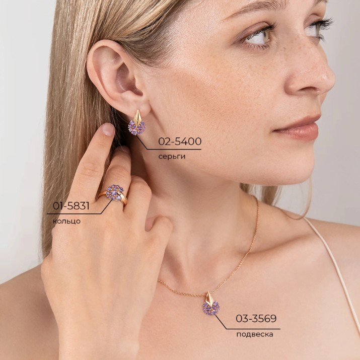 Кольцо из красного золота с аметистом Platina 01-5831-00-203-1110 2,3g s.17