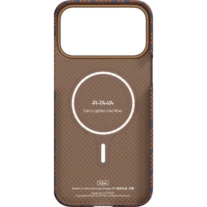 Чехол Pitaka Edge Breath of Veins iPhone 17 Pro Burning Orange-01 (BV1701P)