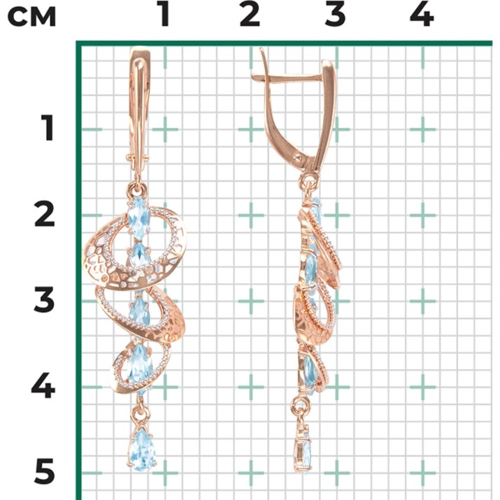 Серьги из красного золота с топазом Platina 02-4210-00-201-1110-57 4,46g