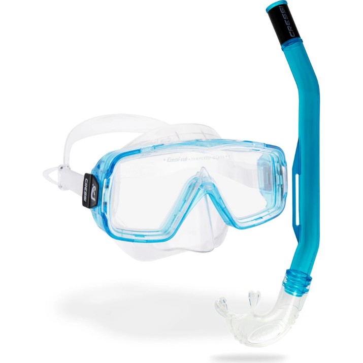 Masca si tub pentru înot Cressi Sirena + Island 2.0 Combo Clear/Blue