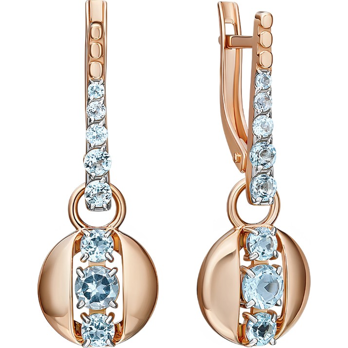 Cercei din aur rosu cu topaz Platina 02-5401-00-201-1110 3,63g