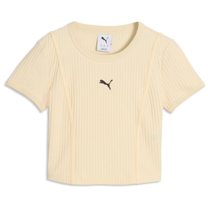Женская футболка Puma Ess Ribbed Baby Tee Buttercream, s.XL
