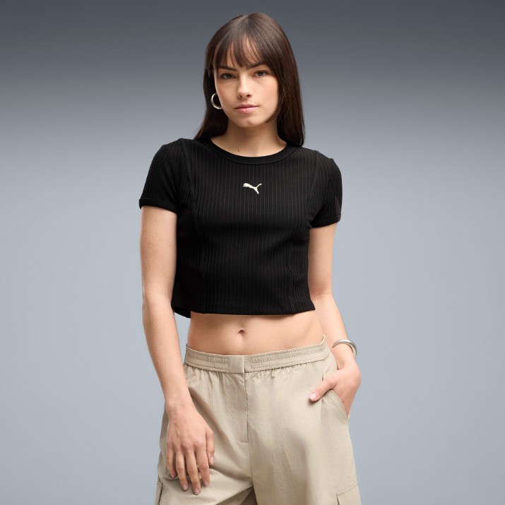 Tricou de dame Puma Ess Ribbed Baby Tee Puma Black, s.XL