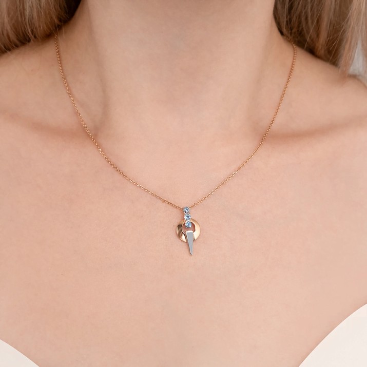 Подвеска из комбинированного золота с топазом Platina 03-3575-00-201-1111 1,29g