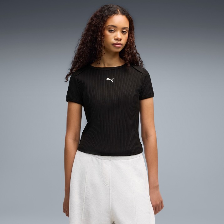 Tricou de dame Puma Ess Ribbed Slim Puma Black, s.M