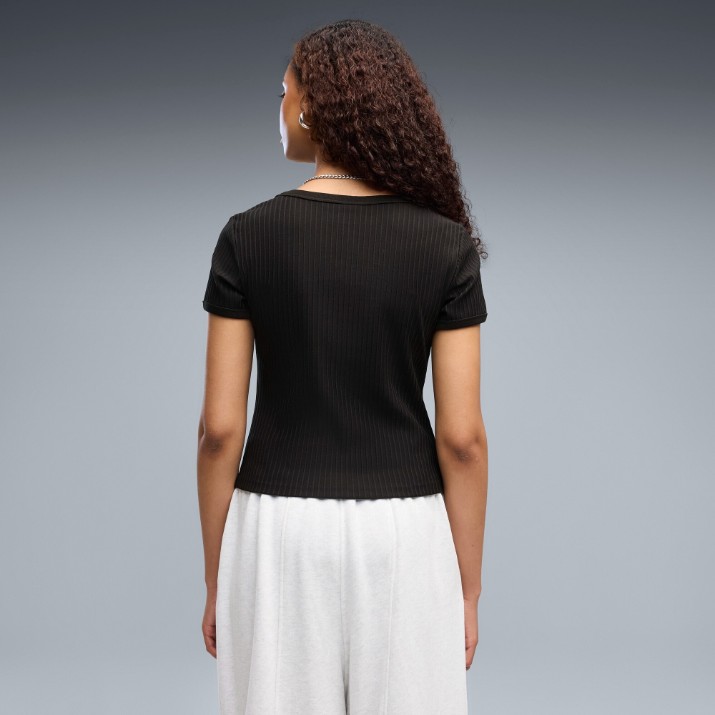 Tricou de dame Puma Ess Ribbed Slim Puma Black, s.M