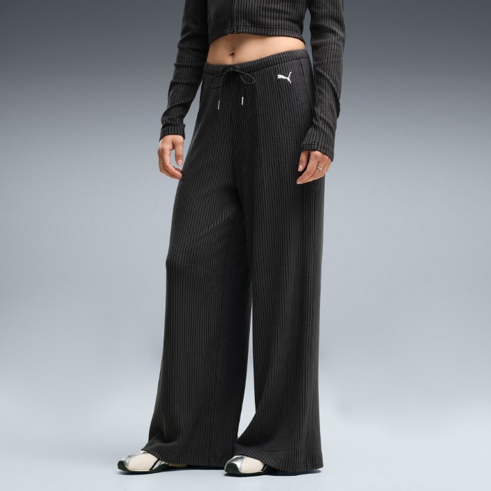 Женские спортивные штаны Puma Ess Ribbed Wide Leg Soft Touch Op Puma Black, s.L