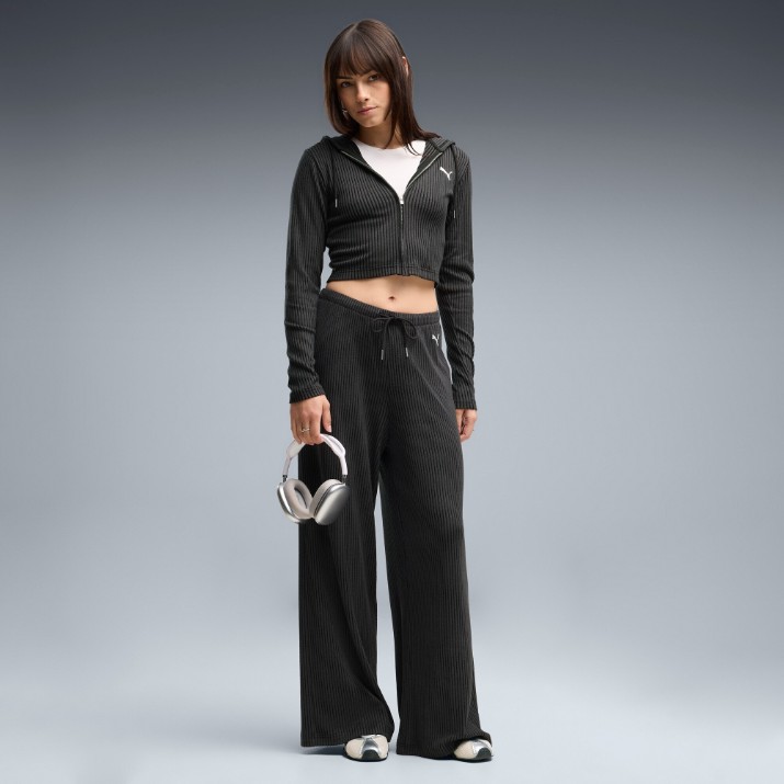 Женские спортивные штаны Puma Ess Ribbed Wide Leg Soft Touch Op Puma Black, s.L