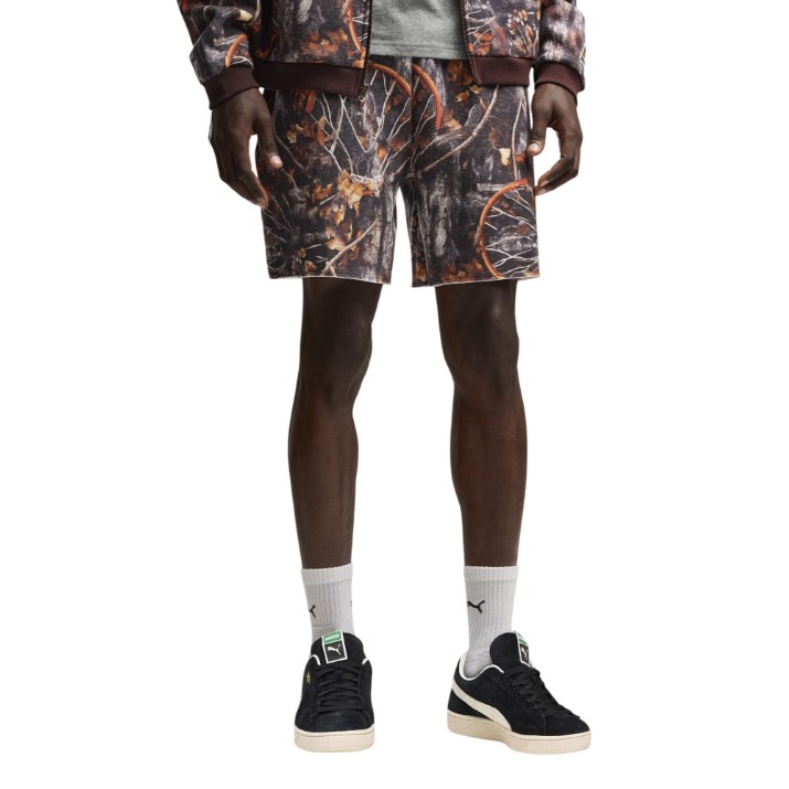 Pantaloni scurți pentru bărbați Puma Dylan Wildcat Printed 6 Chocolate Fondue-Aop, s.XXL