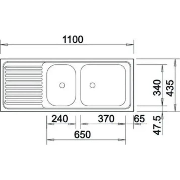 Chiuvetă de bucătărie Blanco Top EZS 11X4 SST (500847)
