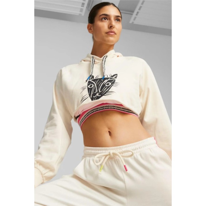 Hanorac damă Puma Lemlem Cropped Longsleeve Ghost Pepper, s.XS