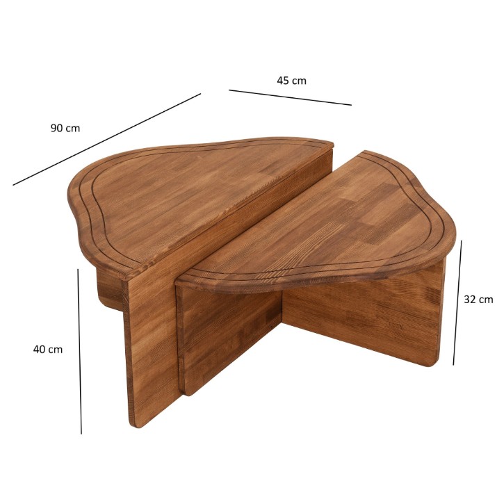 Set masute cafea Hanah Home Altopiano Chestnut