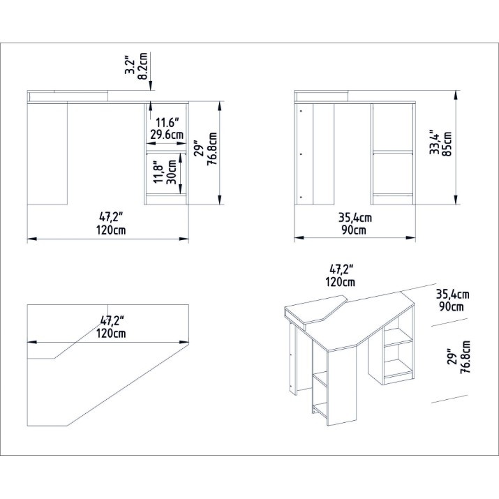 Письменный стол Hanah Home Floating Walnut
