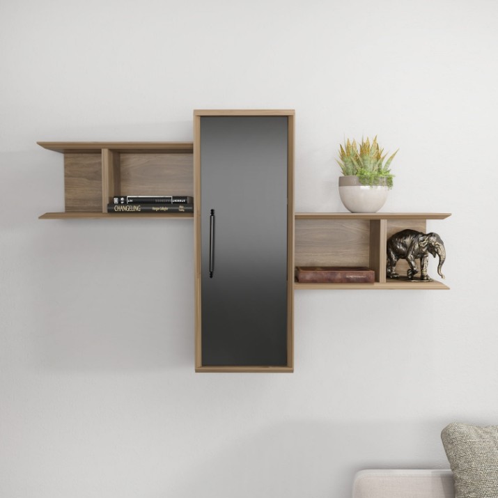 Настенная полка Hanah Home Olida Walnut Black