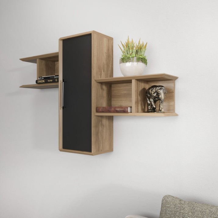 Настенная полка Hanah Home Olida Walnut Black