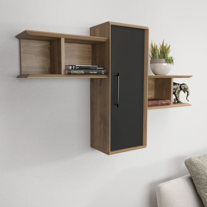 Настенная полка Hanah Home Olida Walnut Black